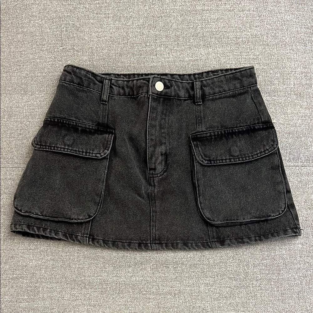 Black Mini Jean Skirt